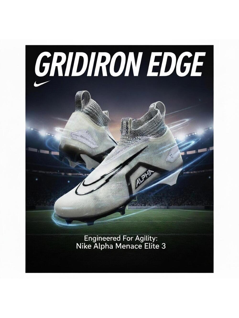 Nike Alpha Menace Elite 3 CT6648-100 White Grey Men’s 16 NWOT No Box
